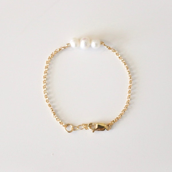 Baby Bracelet- Pearl 14k Gold Fill chain