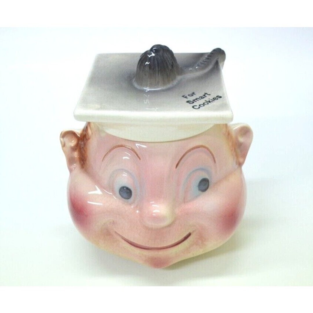 Cardinal Smart Cookie Jar Treat School Graduate Cap Vintage Kitchen