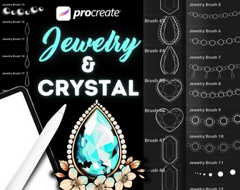 Procreate Brushes | Jewelry, Gem, Stone, Bead, Pearl, Chain, Pendant and Crystal | Ornamental Fineline Tattoo Digital Stamps for Ipad |