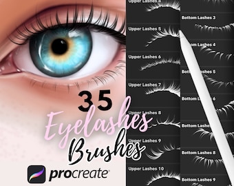 Procreate Brushes | Eye Lashes Eyeliner Makeup Portrait Face Stamps | Fineline Tattoo Design Brushes Pack | iPad Digital Artist Tools