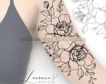 Instant Download Tattoo Design Peonies and Leaves Tattoo - Etsy Instant Download Tattoo Design Peonies and Leaves Tattoo - Etsy
