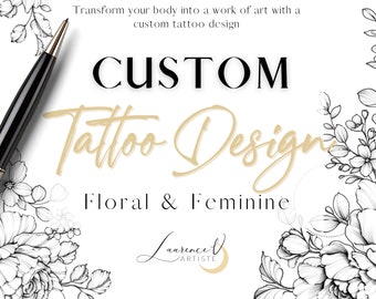 CUSTOM Tattoo Design Commission for Women | Floral Geometric Fineline Mandala Animal Drawing | Half Sleeve Arm Thigh Hip Shoulder Cover Up