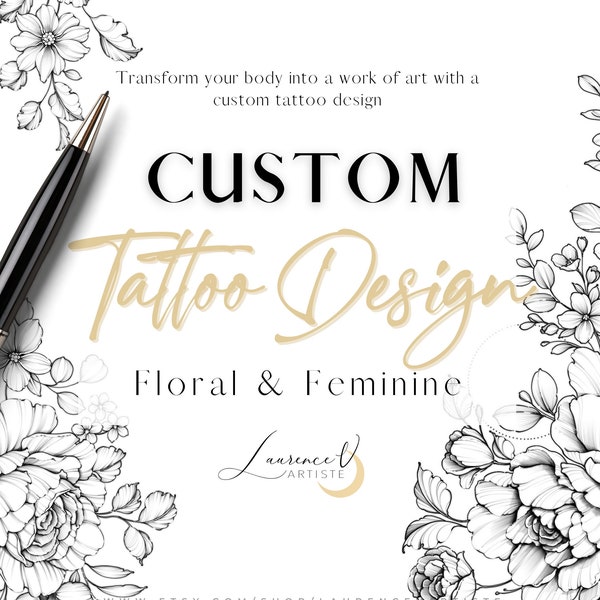 CUSTOM Tattoo Design Commission for Women | Floral Geometric Fineline Mandala Animal Drawing | Half Sleeve Arm Thigh Hip Shoulder Cover Up