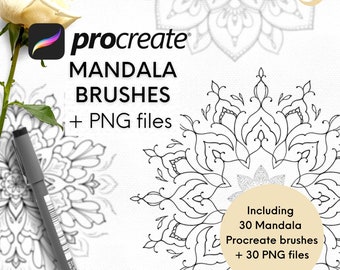 Procreate Brushes | Mandala Tattoo Dotwork Linework Fineline Ornament Brush Stamp Set | Stencil Clip Art PNG files | Graphic Design Ipad Pro
