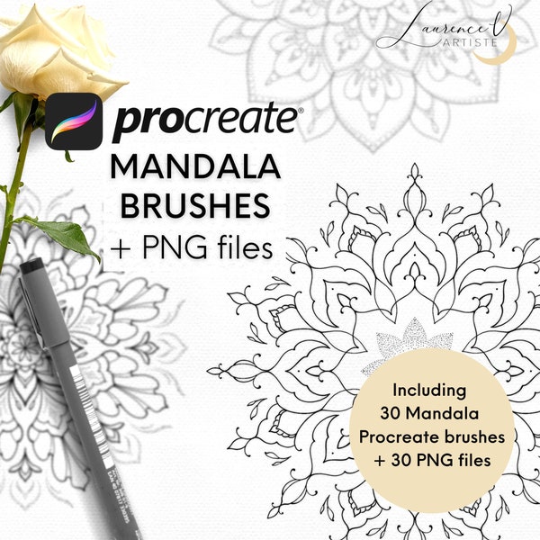Pinsel zeugen | Stempelset Mandala Tattoo Dotwork Linework Fineline Ornament Brush | Schablone ClipArt PNG-Dateien | Grafikdesign Ipad Pro