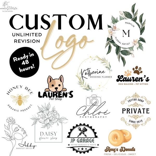 Custom Logo Design Business Card Branding Kit Professional Logo Designer Creation Hand Drawn Minimalist Luxury Vintage Graphic Logo PNG SVG