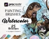 Procreate Brushes | Watercolor Aquarelle Paint Effect Paper Canva Texture | Realistic Digital Painting Kit | Illustration Tattoo Design