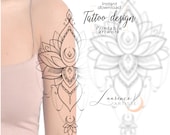 Design de tatouage | Téléchargement instantané | Lotus Tattoo | Tattoo Stencil imprimable