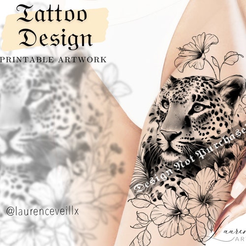 Instant Download Tattoo Design Leopard Hibiscus and Lily - Etsy Instant Download Tattoo Design Leopard Hibiscus and Lily - Etsy