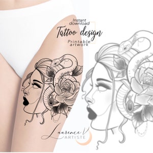 Tattoo Design | Instant Download | Medusa | Printable Tattoo Stencil