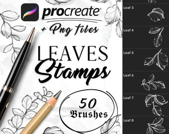 Pinceles procreados ? Hojas, follaje, sellos, imágenes prediseñadas, tatuajes, bocetos, líneas, pinceles de delineador fino | Juego de pinceles para sellos y pinceles para tatuajes