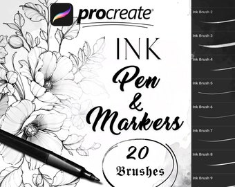 Procreate Pinsel | Tintenstift-Alkoholmarker-Pinsel-Set | Tattoo-Skizze, Linework, Strichzeichnungen, feine Liner-Pinsel | Illustrations-Doodle-Pinselpaket
