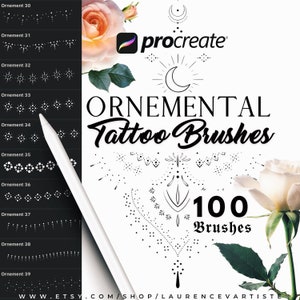 Procreate Brushes | Ornamental Tattoo Chain Jewelry Pearl Line Dot Stamps | Mandala Geometric Delicate Pattern | Procreate brush bundle pack