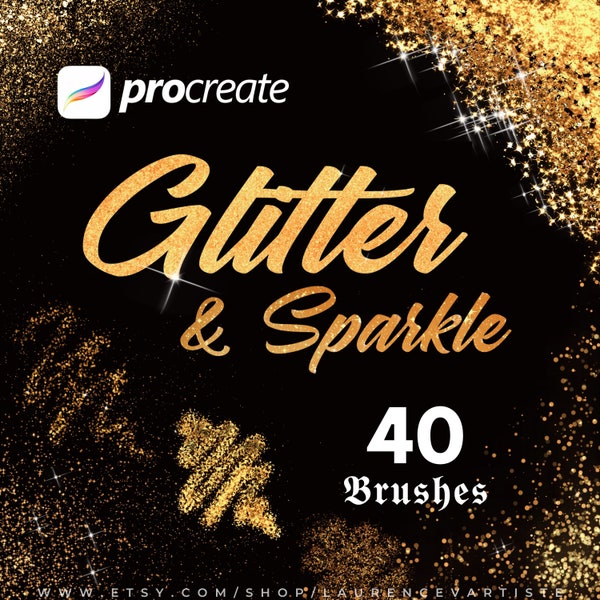 Procreate Brushes | Glitter Sparkle Texture Brushes | Shimmer Metallic Shine Gold Effect | Star Bokeh Luxury Glam Glow Lettering | Christmas