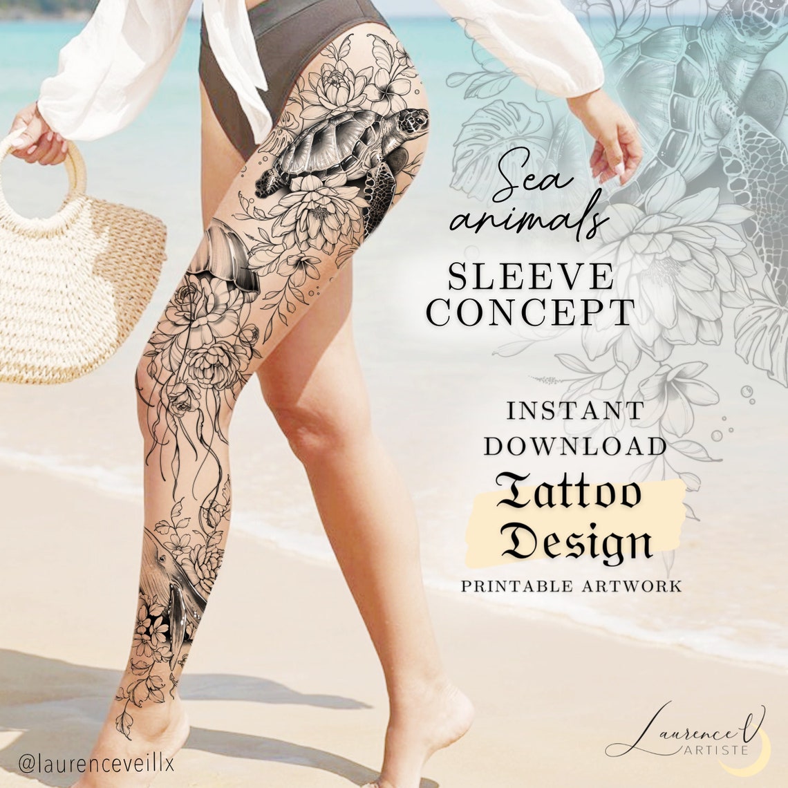 Sleeve Tattoo Design for Women Digital Download Tattoo | Etsy