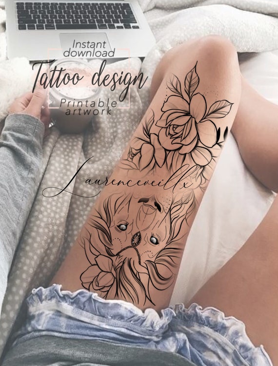 Printable Tattoo Design For Women Custom Thigh Tattoo Etsy Printable Tattoo Design For Women Custom Thigh Tattoo Etsy