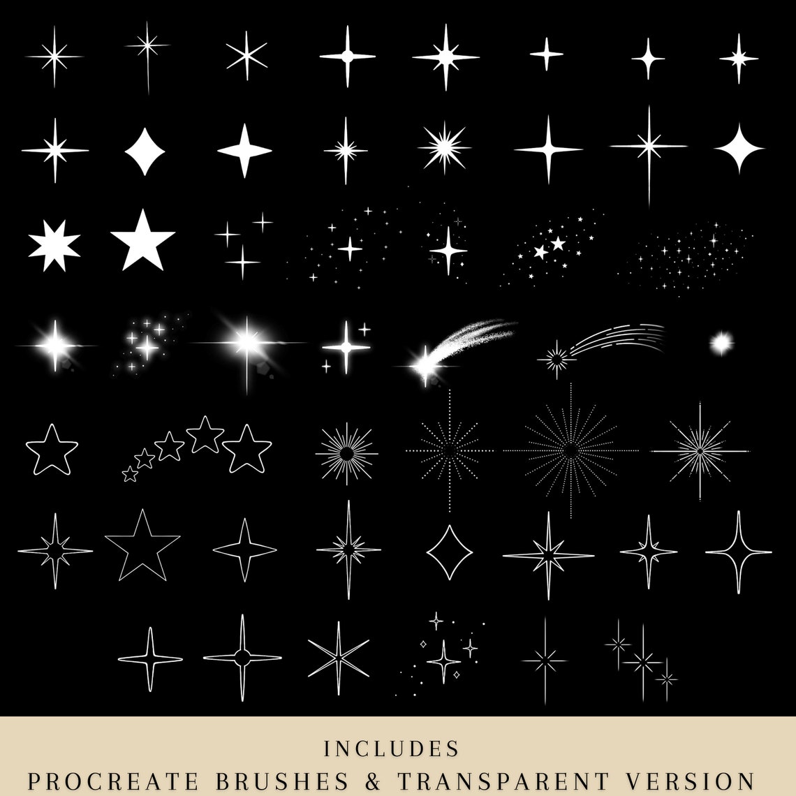 Procreate Brushes Stamps and PNG Files | Star Sparkle Celestial Galaxy ...