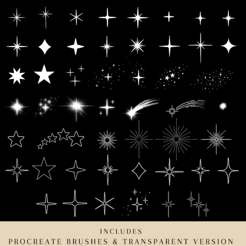 Procreate Brushes Stamps and PNG Files | Star Sparkle Celestial Galaxy ...