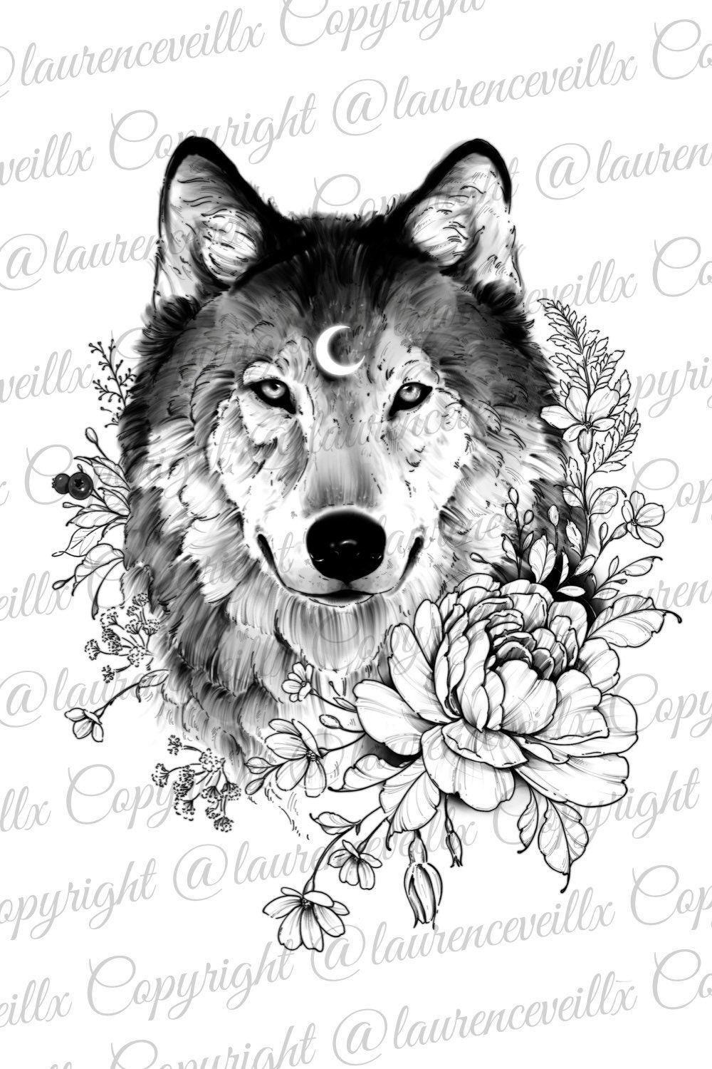 Realistic Wolf Flower Temporary Tattoo For Women Men Adult Unique Rose  Clock Fake Tattoos Clavicle Black Lion Deer Tatoos Sheets  Temporary  Tattoos  AliExpress