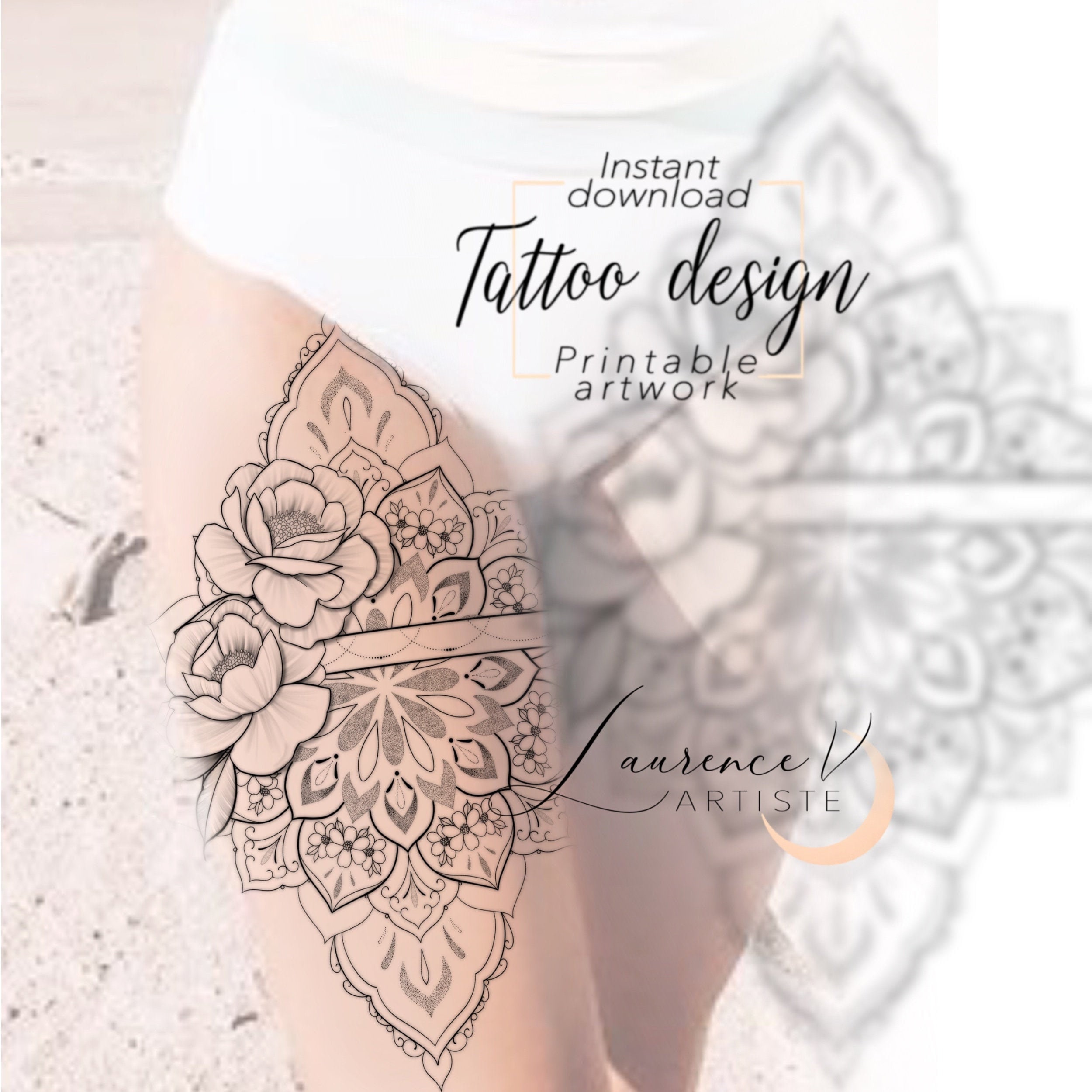 instant download tattoo design mandala floral tattoo etsy