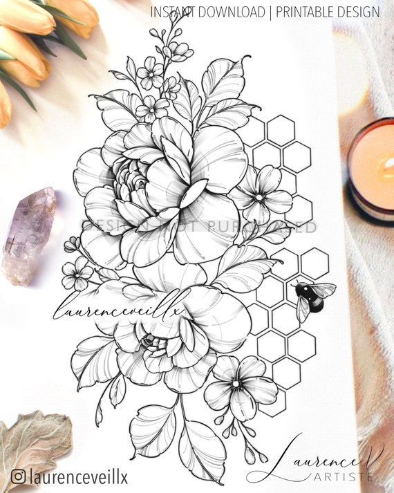 Vektorová grafika „Tattoo hexagon pattern. Mandala print. Honeycomb vector  design. Seamless floral ornament. Black and white concept. Perforation  holes for bags or shoes.“ ze služby Stock | Adobe Stock