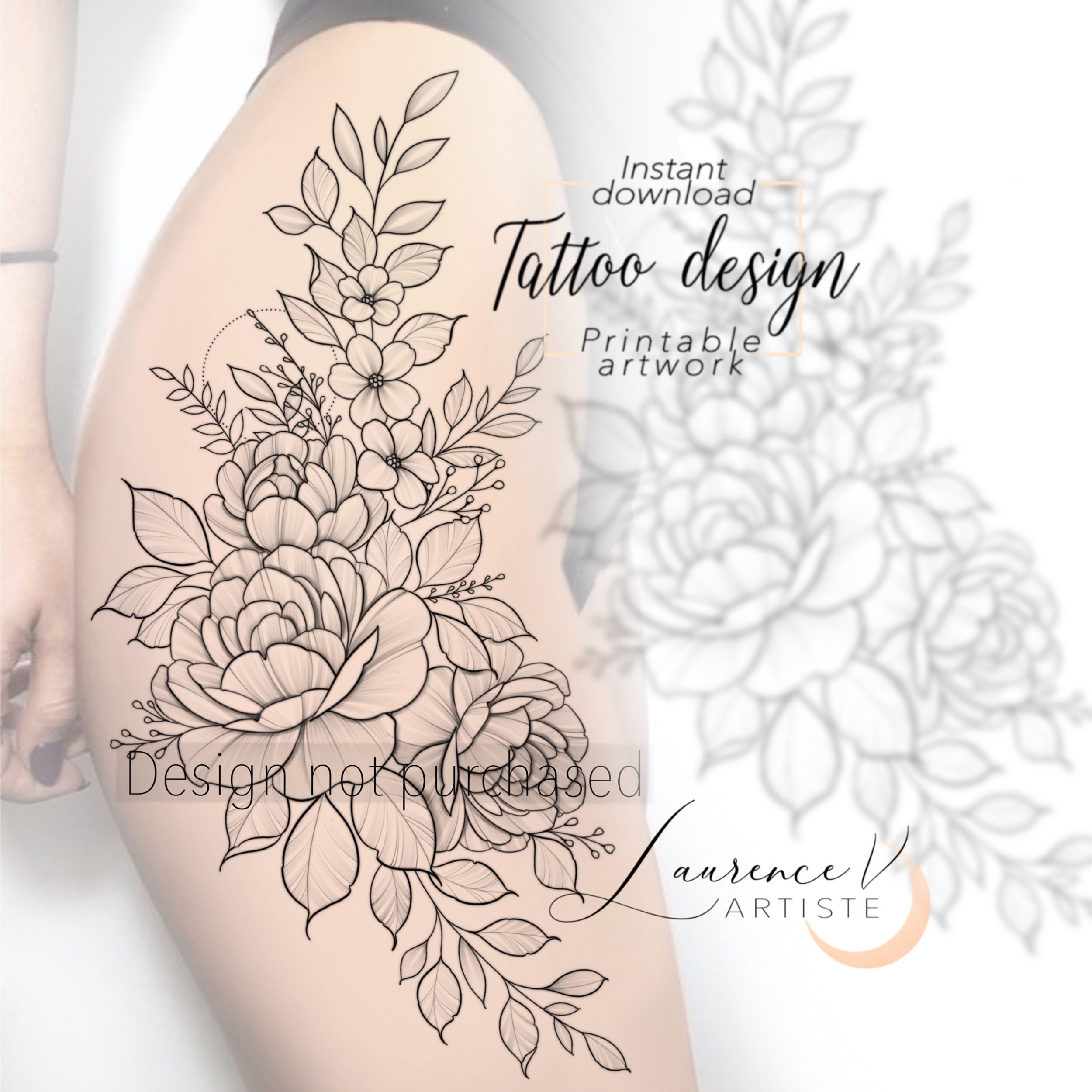 Instant Download Tattoo Design Wildflowers Tattoo Etsy