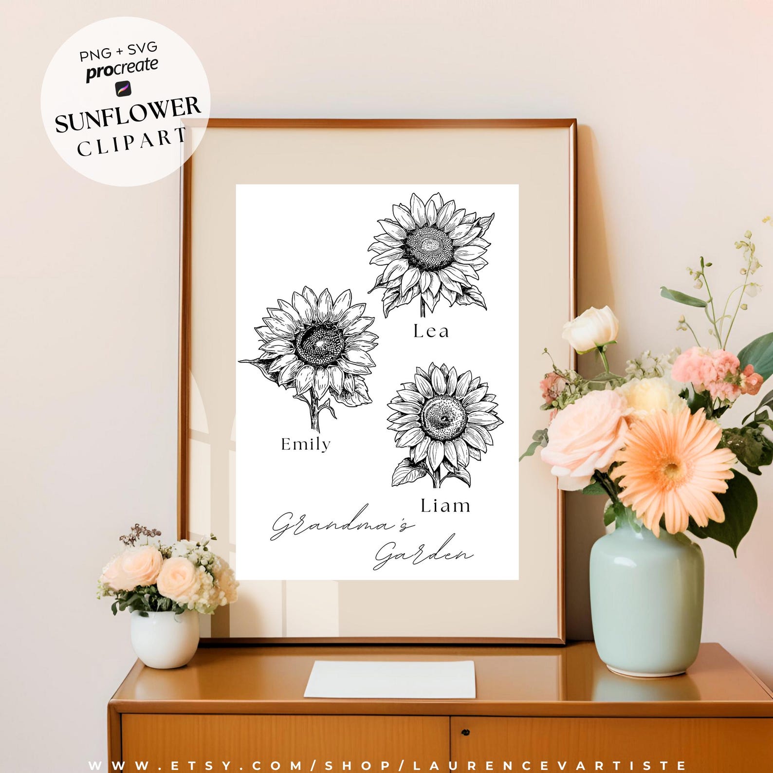 50 Sunflower PNG SVG | Procreate Tattoo Brushes Stamps | Floral ...