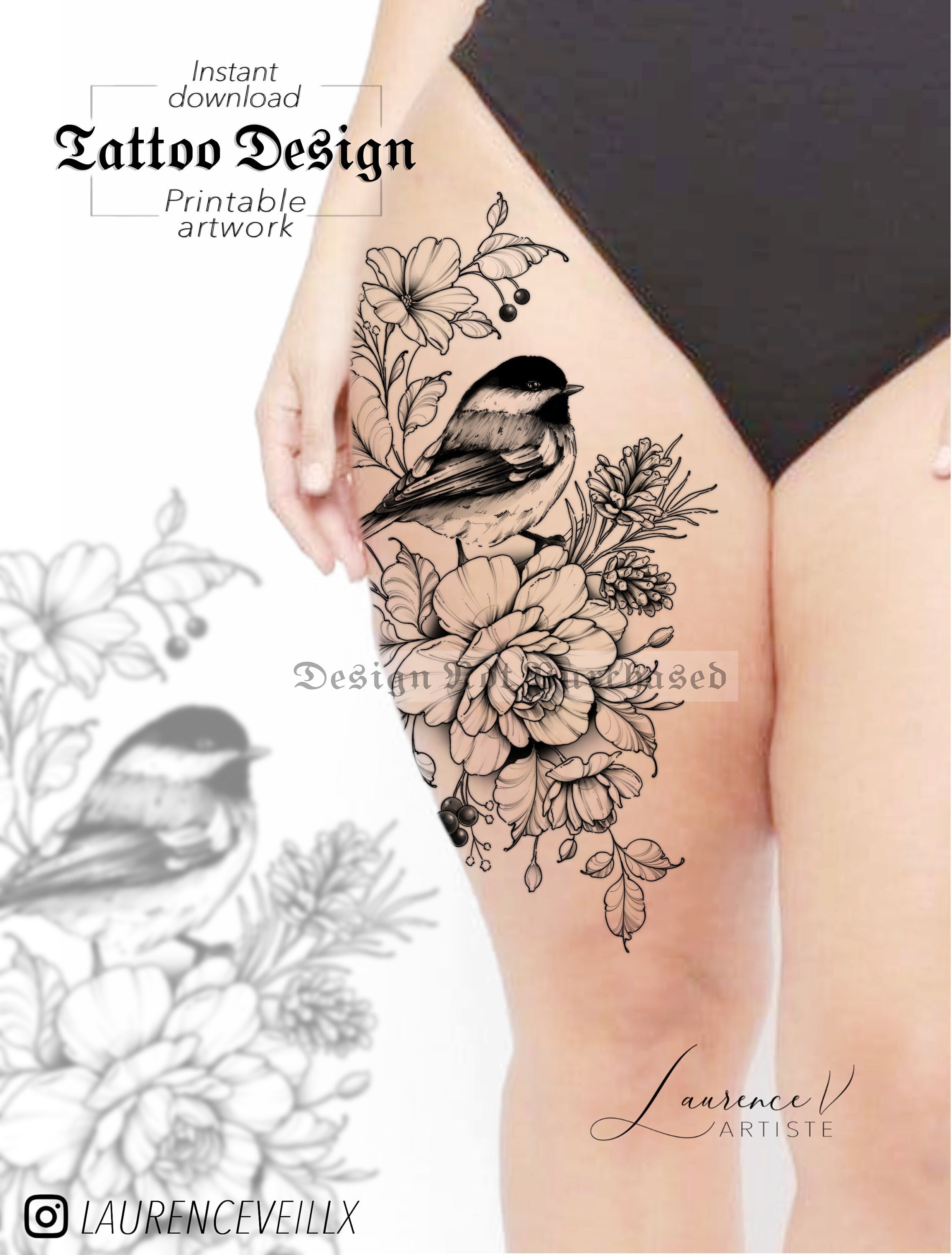 bird hip tattoos for women