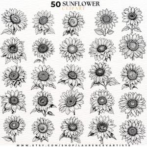 50 Sunflower PNG SVG | Procreate Tattoo Brushes Stamps | Floral ...