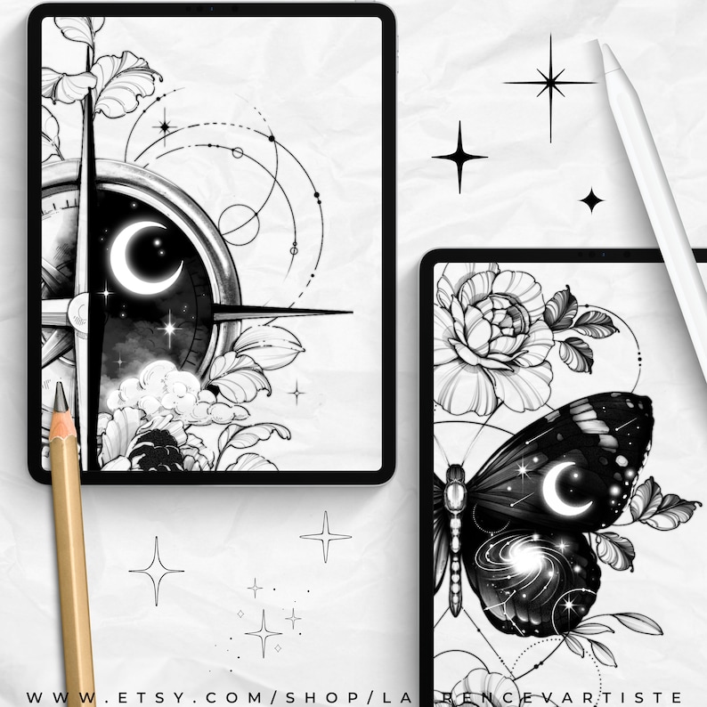 Procreate Brushes Stamps and PNG Files | Star Sparkle Celestial Galaxy ...