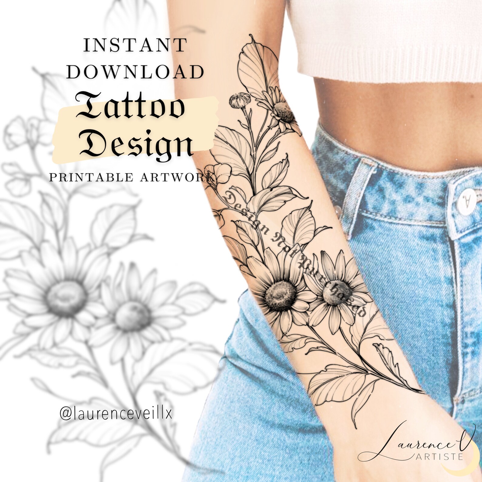 Daisy Tattoo Design for Women Digital Download Tattoo - Etsy