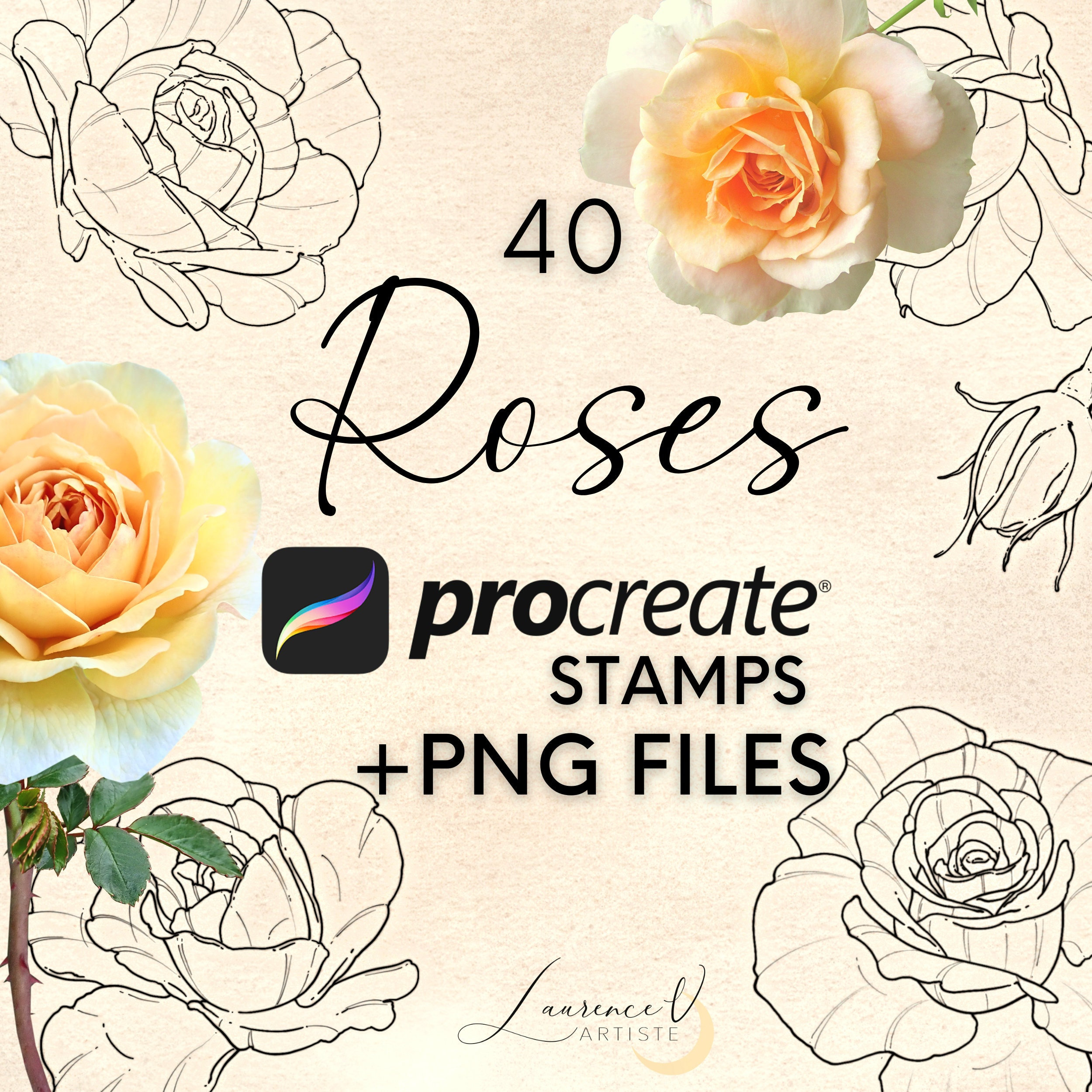 PNG Flowers, Flower Stamp Brushes Procreate, Botanical Stamps, Floral Stamps,  Clipart PNG, Flower Tattoos, Flower Drawings Commercial Use -  Canada