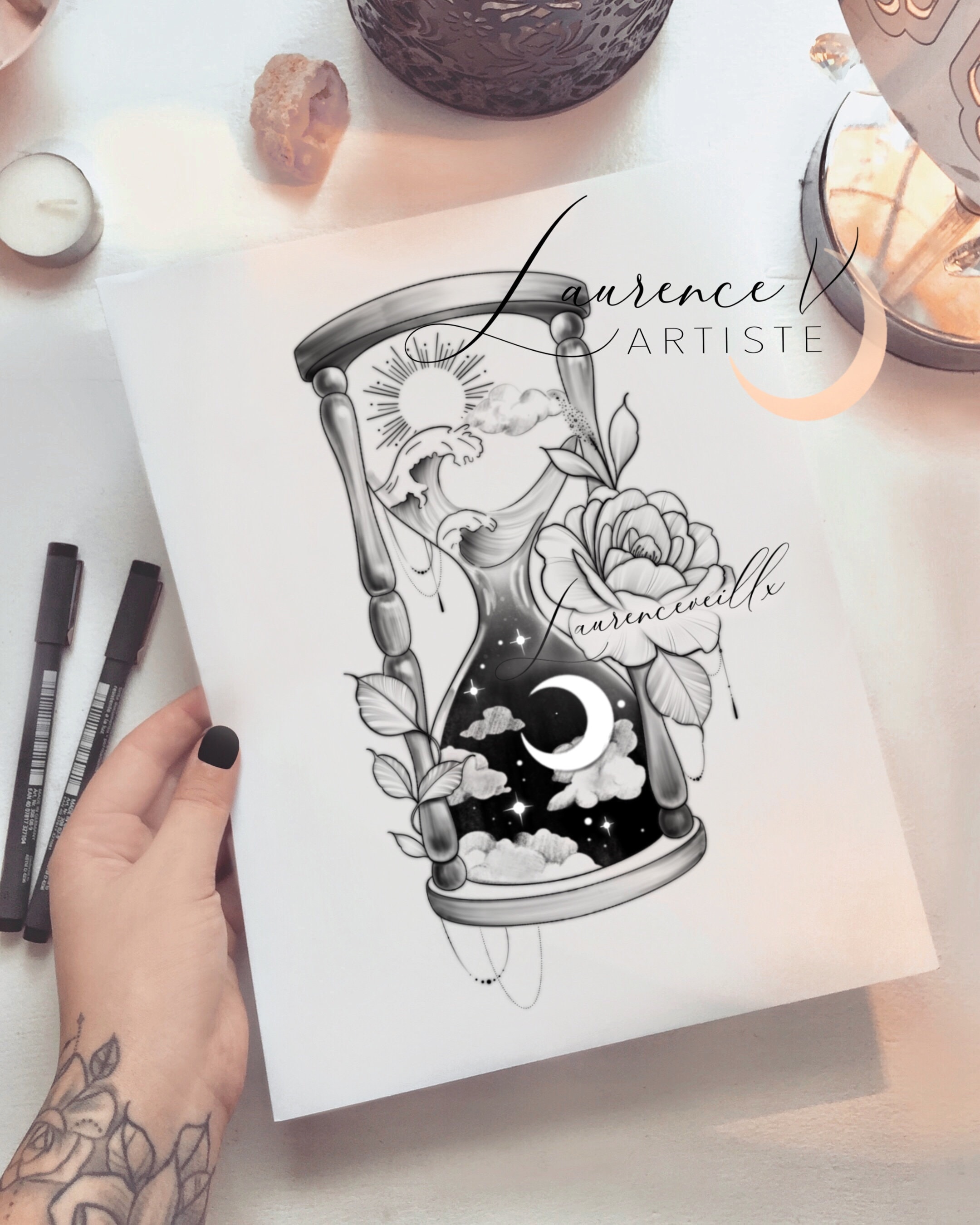Tattoo design of a hourglass  Stock Illustration 40314589  PIXTA