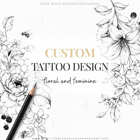 CUSTOM Tattoo Design | Tattoo Drawing Stencil Outline | Personalized Tattoo Sketch | Script Half Sleeve Minimalist Tattoo | Digital Design