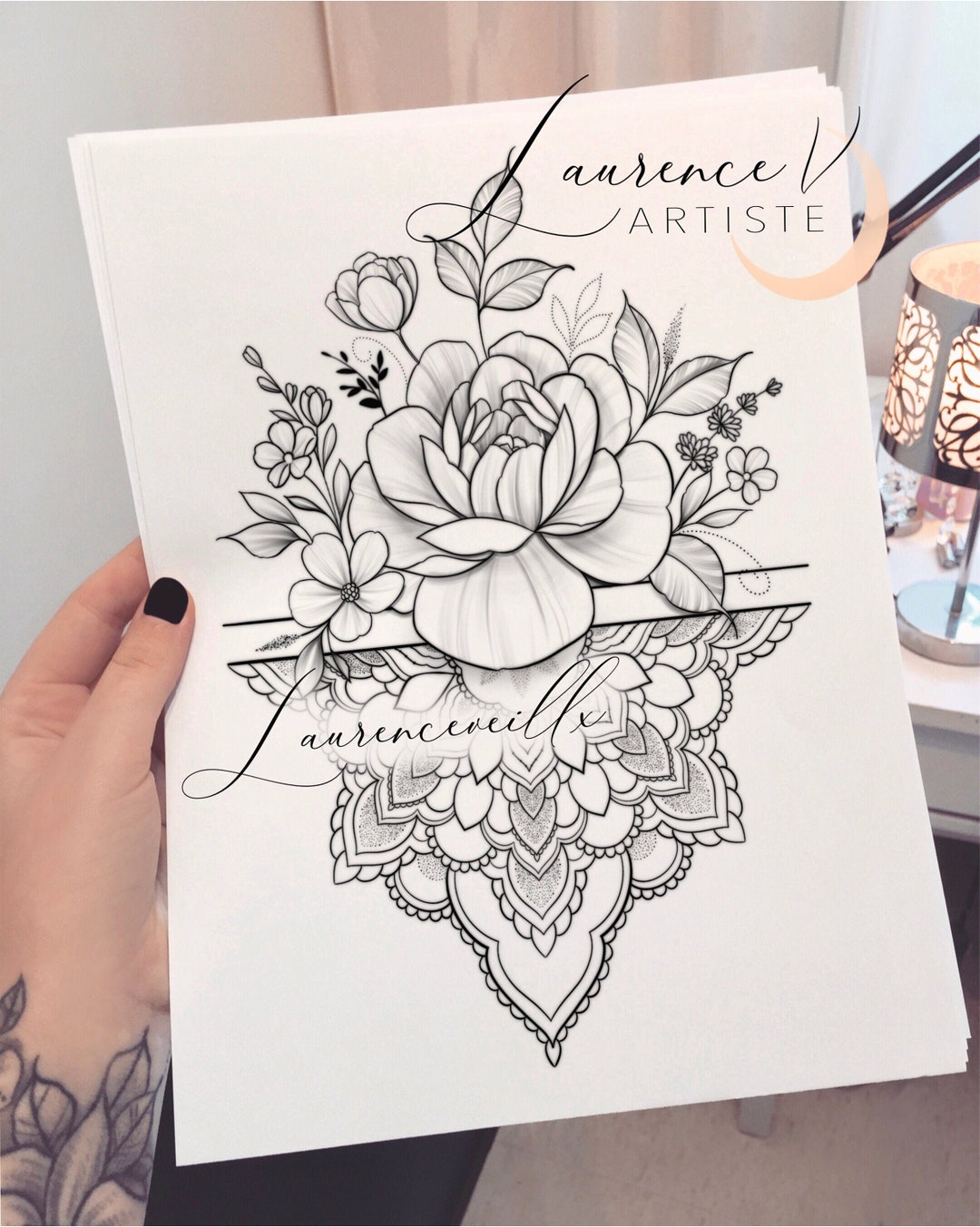 Buy Instant Download Tattoo Design Rose and Mandala Tattoo Online in India   Etsy