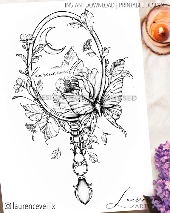 instant download tattoo design vintage mirror tattoo etsy