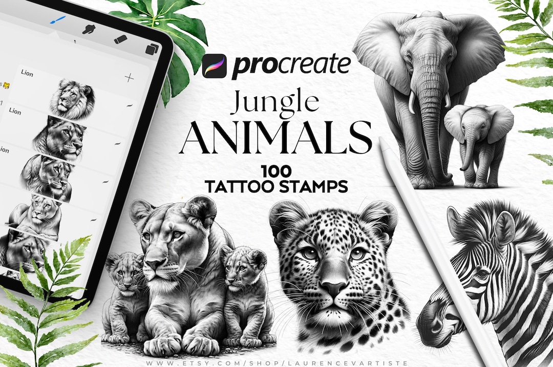 Animal Procreate Brushes Tattoo Stamps | Realism Animal Drawing Tattoo ...
