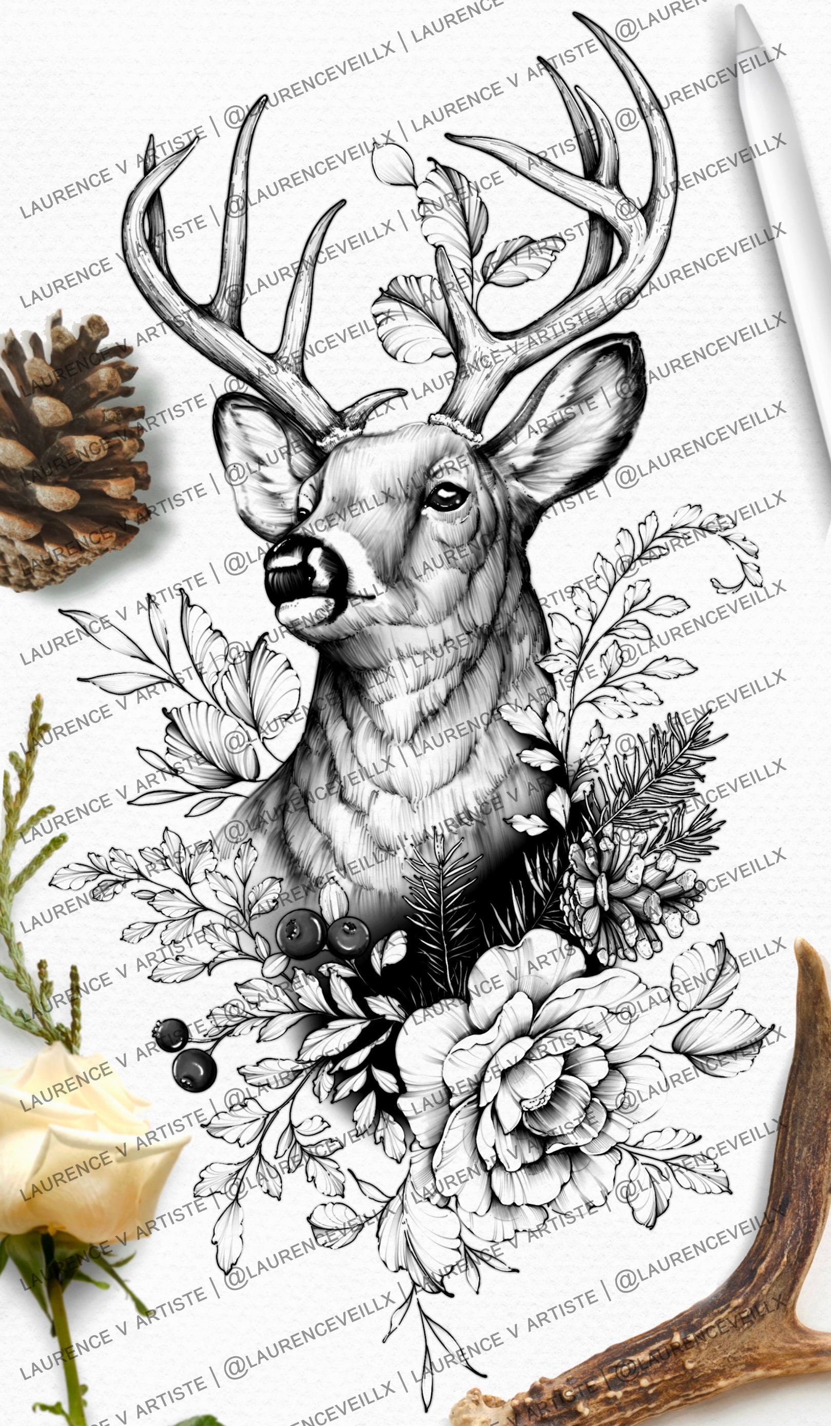 Aggregate more than 132 deer and flower tattoo best