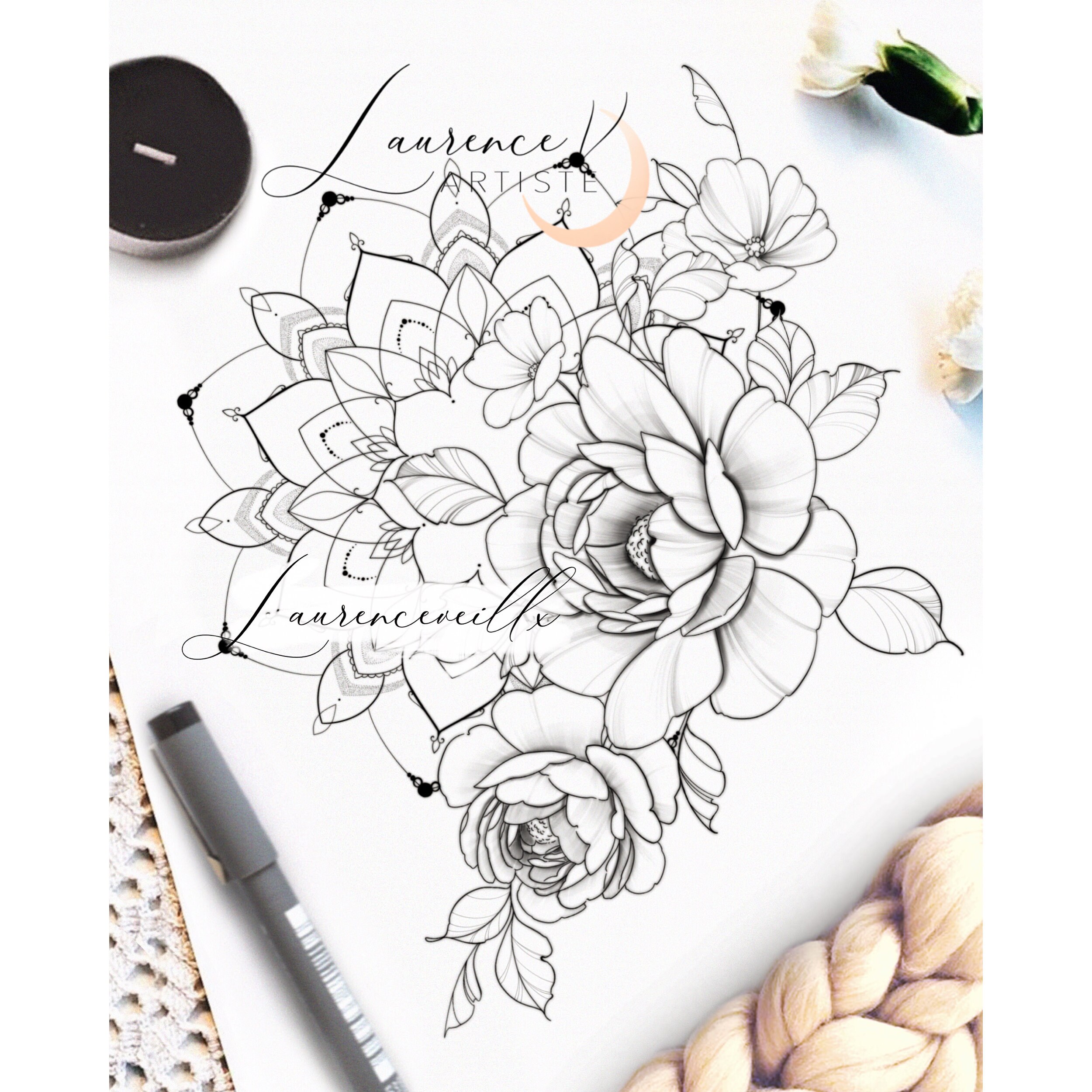 Instant Download Tattoo Design Mandala and Flowers Tattoo - Etsy Ireland Instant Download Tattoo Design Mandala and Flowers Tattoo - Etsy Ireland