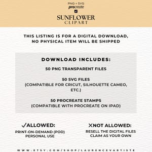 50 Sunflower PNG SVG | Procreate Tattoo Brushes Stamps | Floral ...