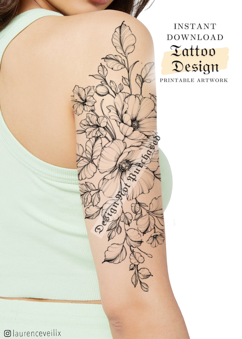 Tattoo Design for Women Tattoo Drawing Stencil Outline - Etsy