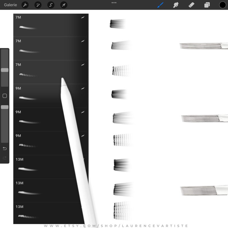 Procreate Brushes Tattoo Needles Whipshading Realistic Etsy Canada