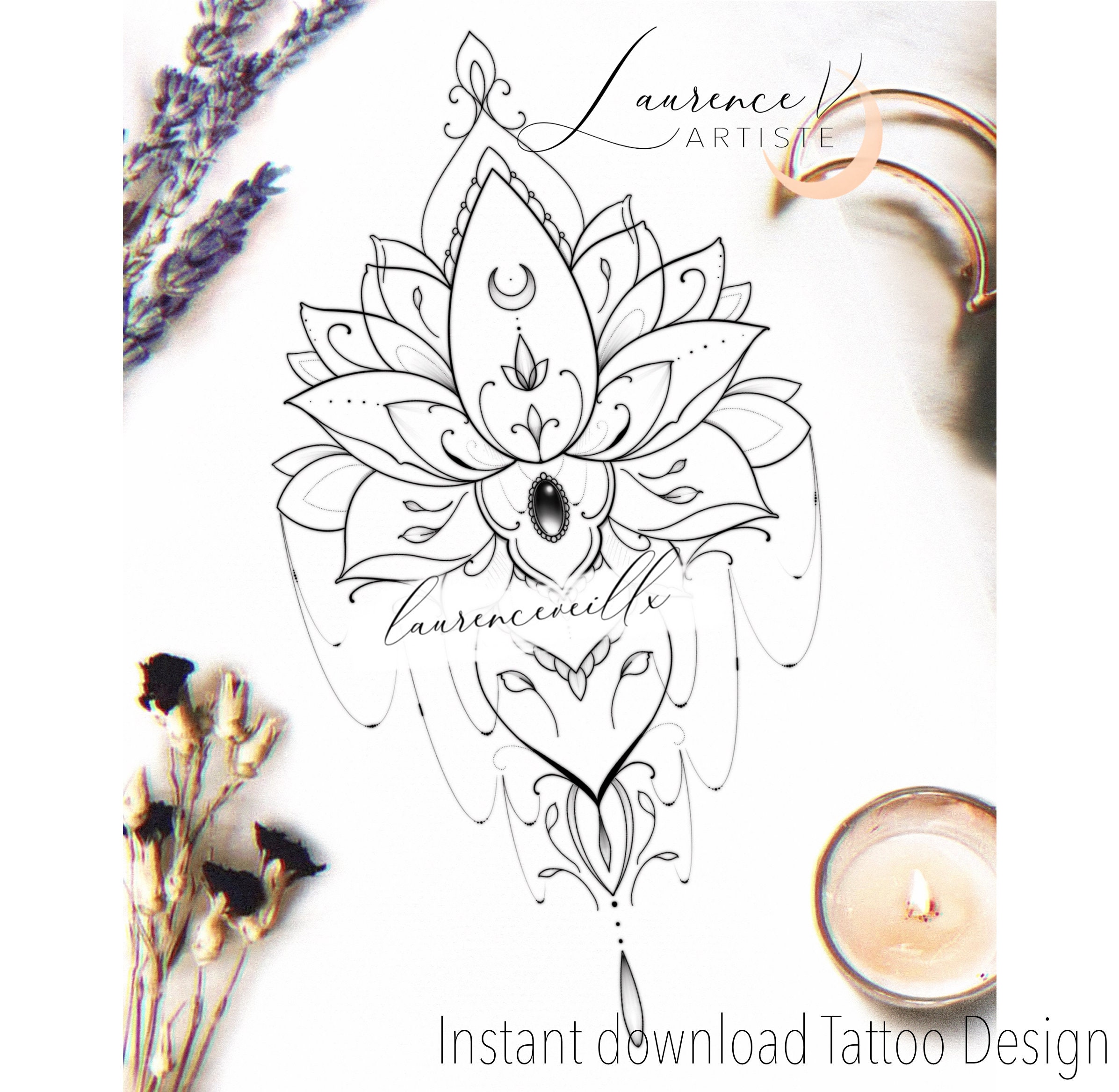 Diseño de tatuajes Descarga instantánea de loto Plantilla - Etsy España