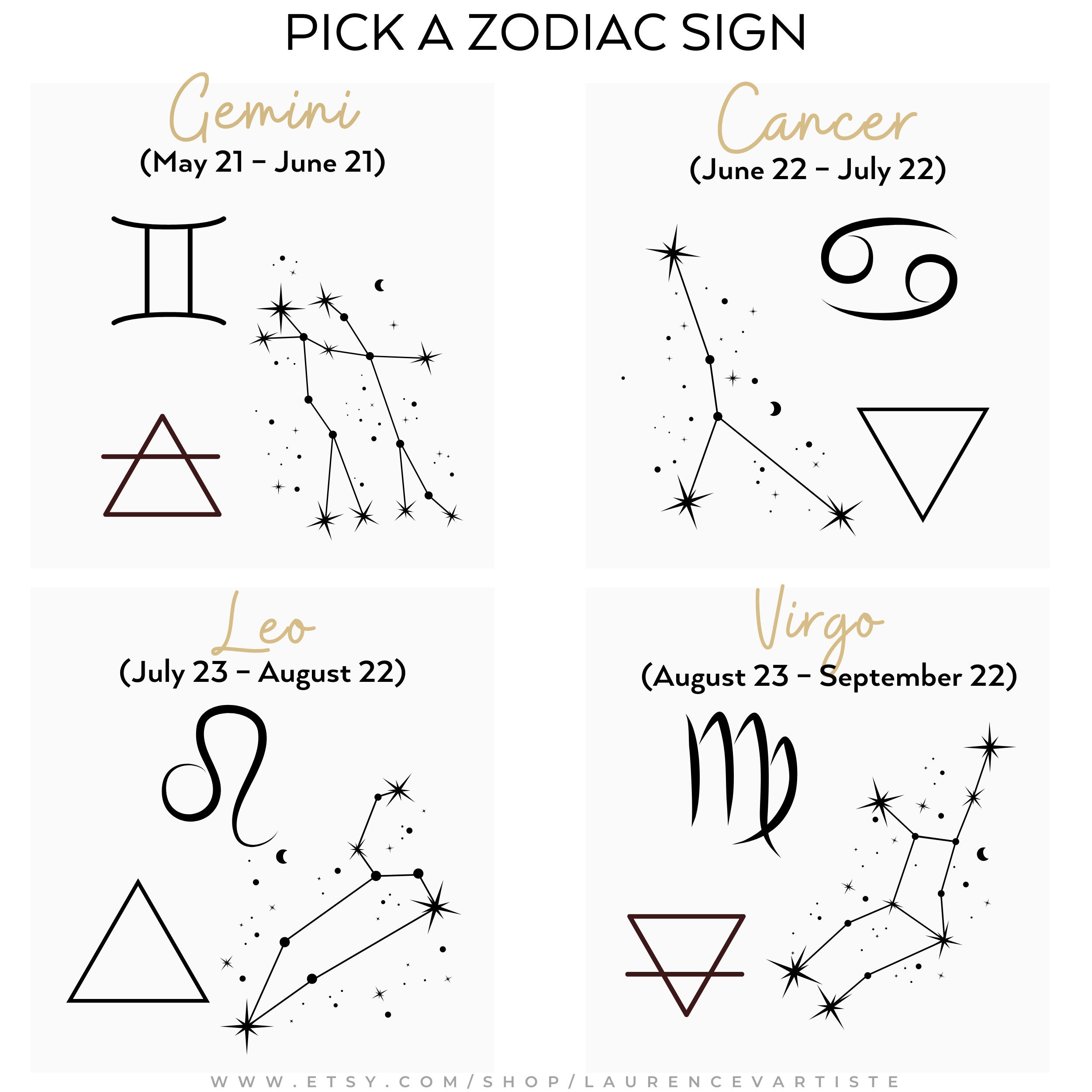 Custom Birth Month Flower Zodiac Sign | Line Art Tattoo | Personalized ...