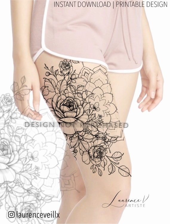 Instant Download Tattoo Design Roses and Mandala Printable - Etsy Australia Instant Download Tattoo Design Roses and Mandala Printable - Etsy Australia