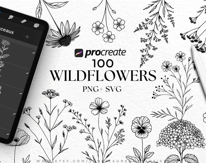 50 Sunflower PNG SVG | Procreate Tattoo Brushes Stamps | Floral ...