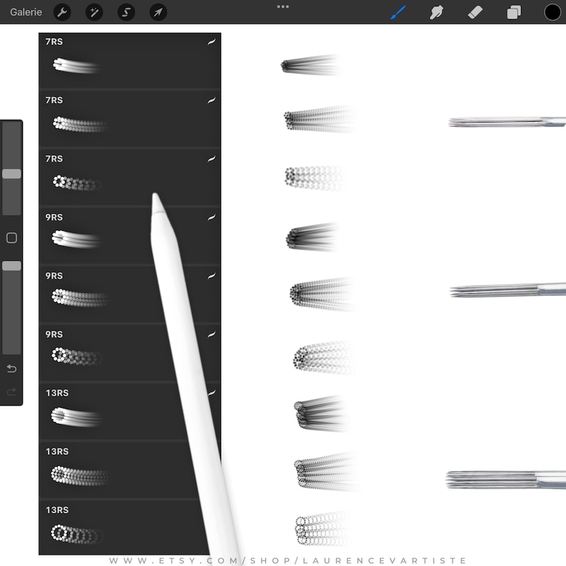 Procreate Brushes Tattoo Needles Whipshading Realistic Etsy Canada