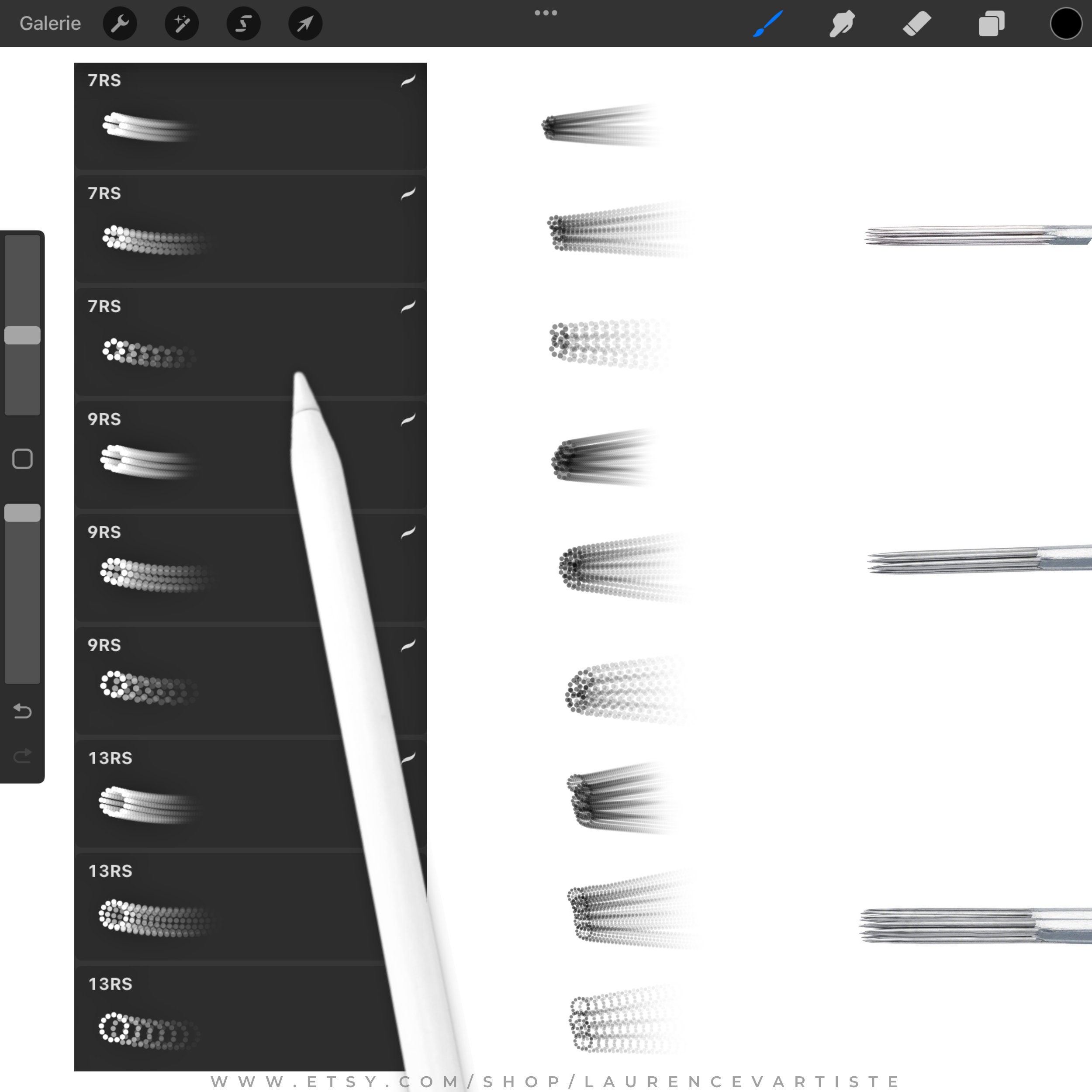 Procreate Brushes Tattoo Needles Whipshading Realistic Etsy Canada