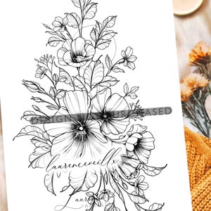 Tattoo Design | Instant Download | Wild Roses | Tattoo Stencil