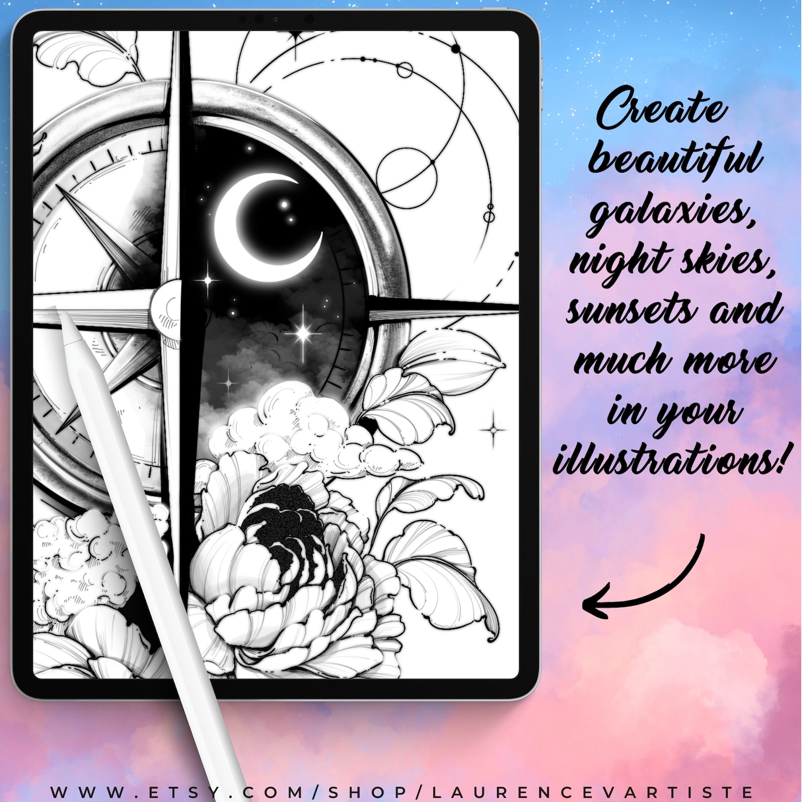 Procreate Brushes | Cloud Texture Effect Stamp Brush | Sky Sunset ...